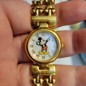 Disney Gold Mickey Mouse Watch with Roman Numerals